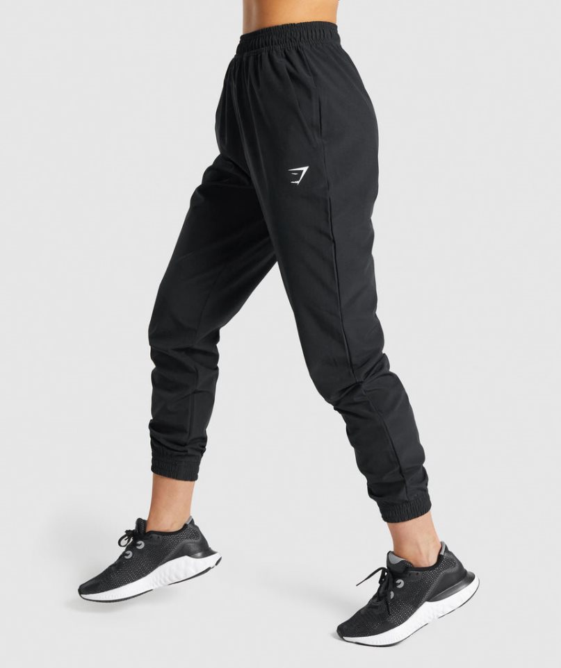 Spodnie Do Biegania Gymshark Treningowe Woven Damskie Czarne | PL 043SON